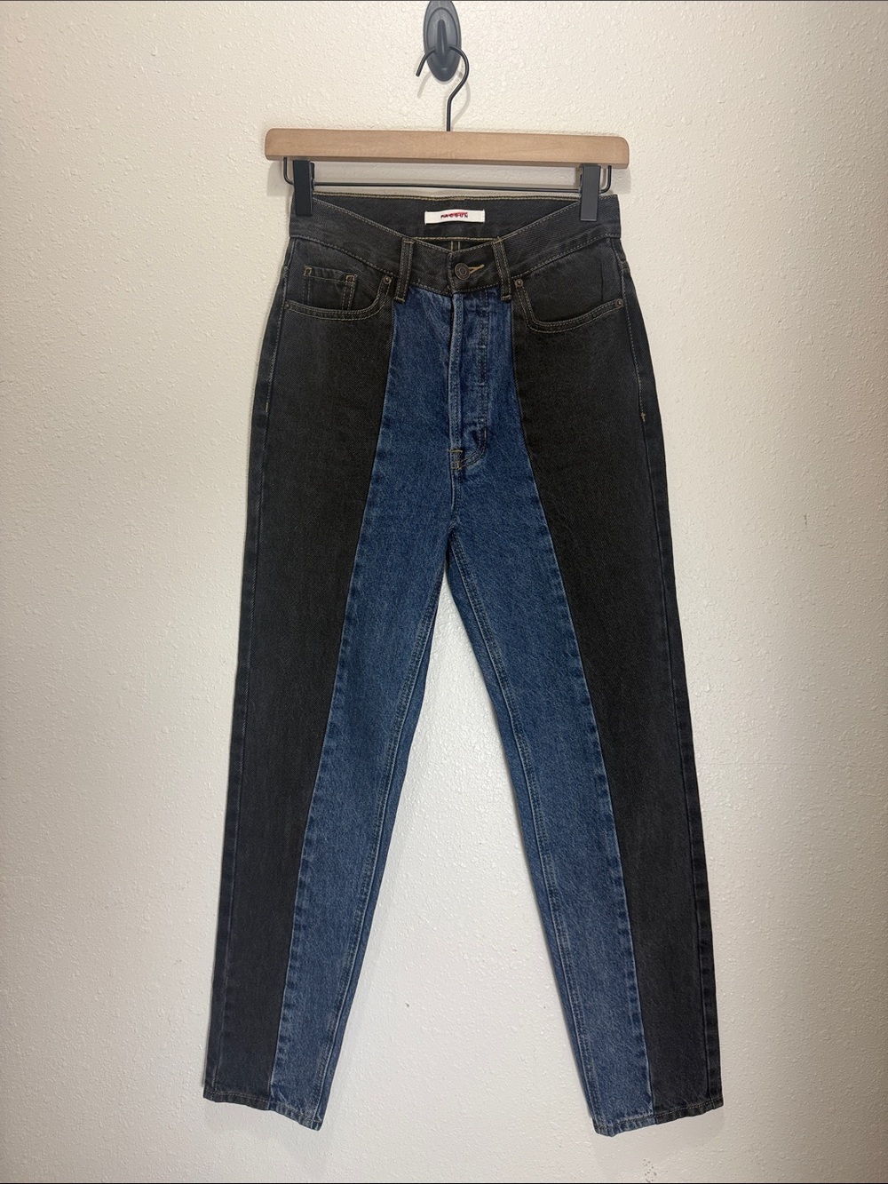 PacSun Two-Tone High Rise Jeans - Black & Blue, Size 24